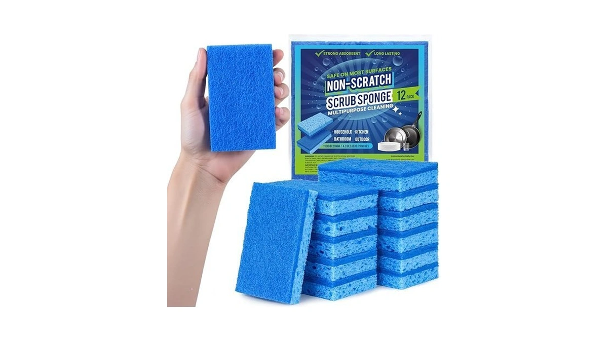 Metflavor Kitchen Sponges, 12 Count, Non-scratch Scrub Sponge, Dual Sided