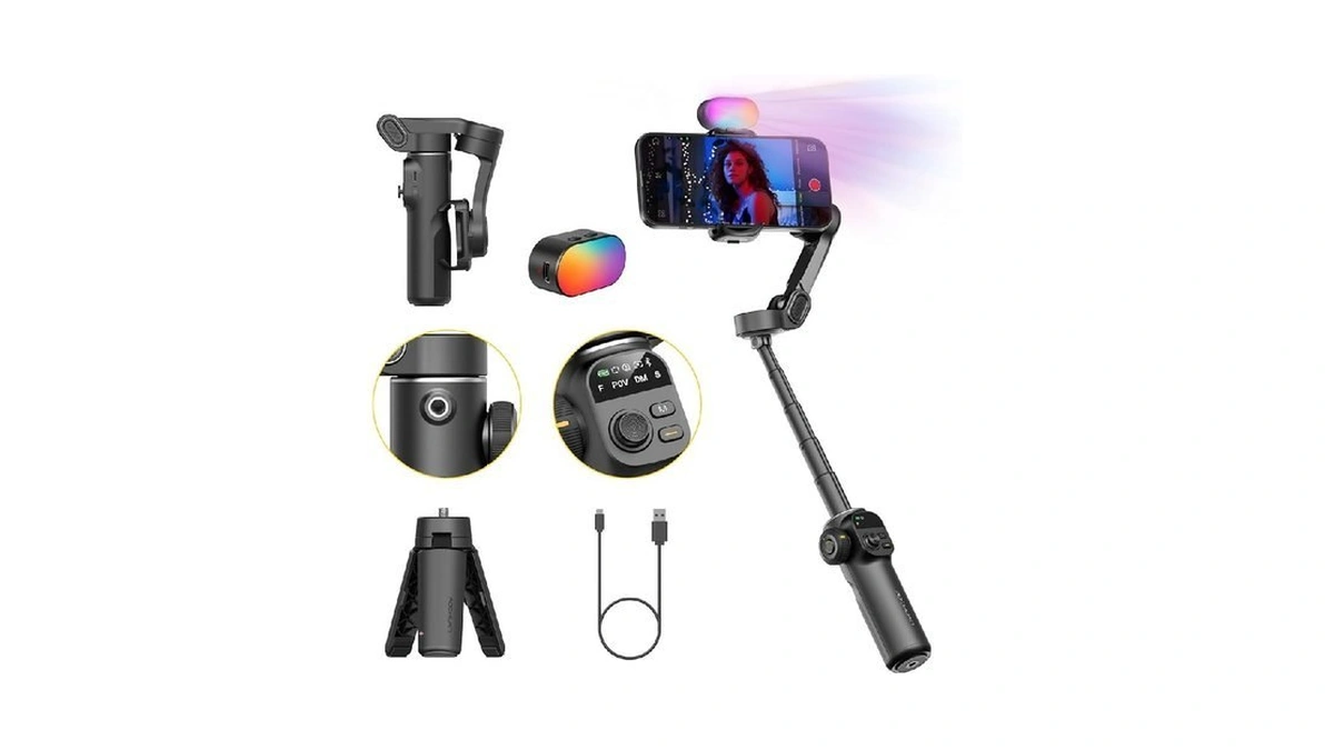 Aochuan Gimbal Stabilizer For Iphone, Phone Gimbal W/rgb Magnetic Fill