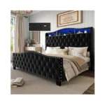 Belffin King Size Bed Frame And Headboard, 50.9" Velvet Upholstered