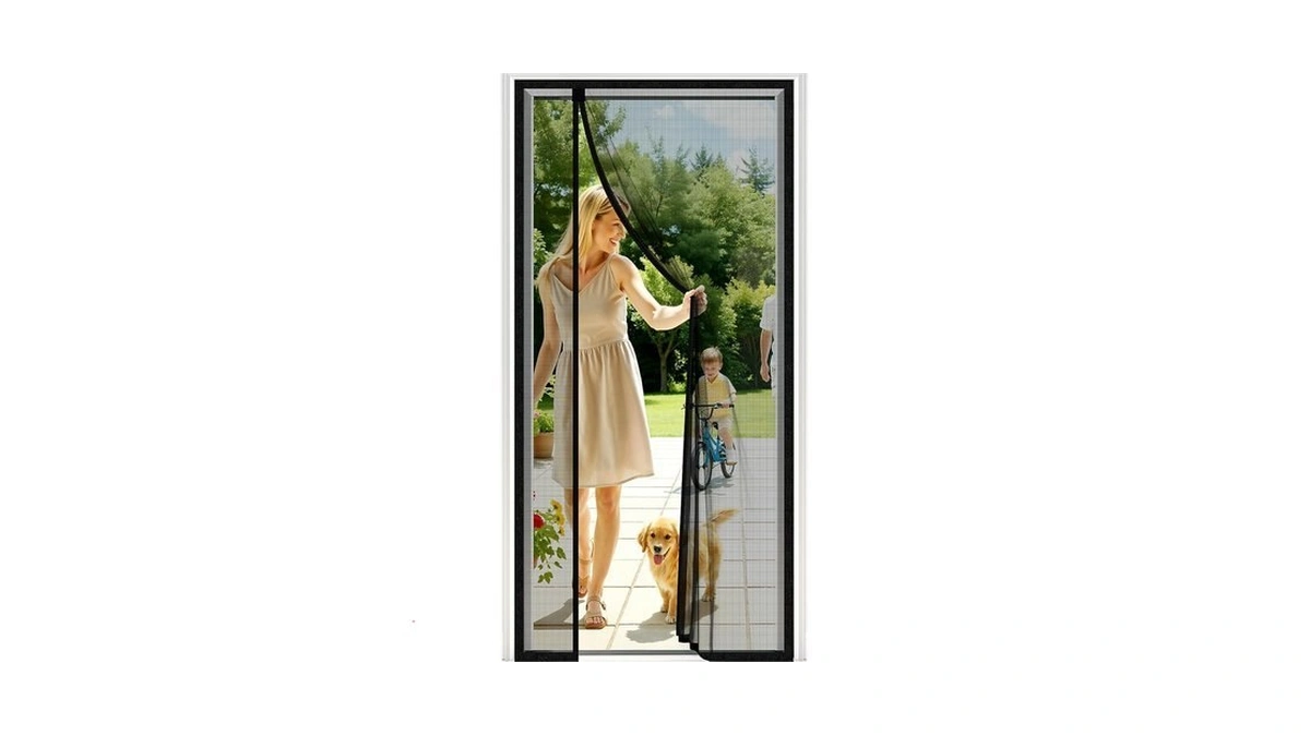 Magnetic Closure Screen Door, Reversible Mesh Door Screen Fits 36"