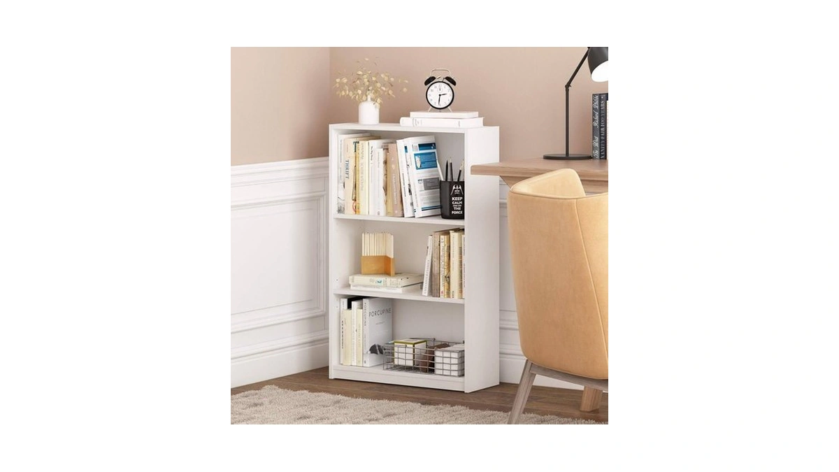 Furinno Jaya Book Shelf, 3-tier Bookshelf, Bookcase With Adjustable Shelves,