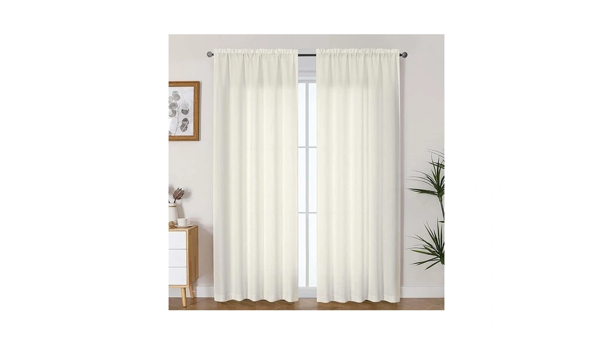 Lecloud Bessie Ivory Curtains 84 Inches Long 2 Panels, Rustic