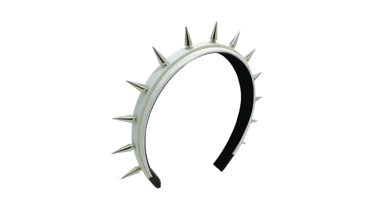 Atekatac Women Leather Headband Steampunk Spiked Headband Gothic Hairband (white)