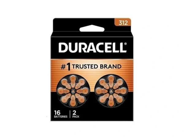 Duracell Hearing Aid Batteries Size 312, Brown, 16 Count (pack