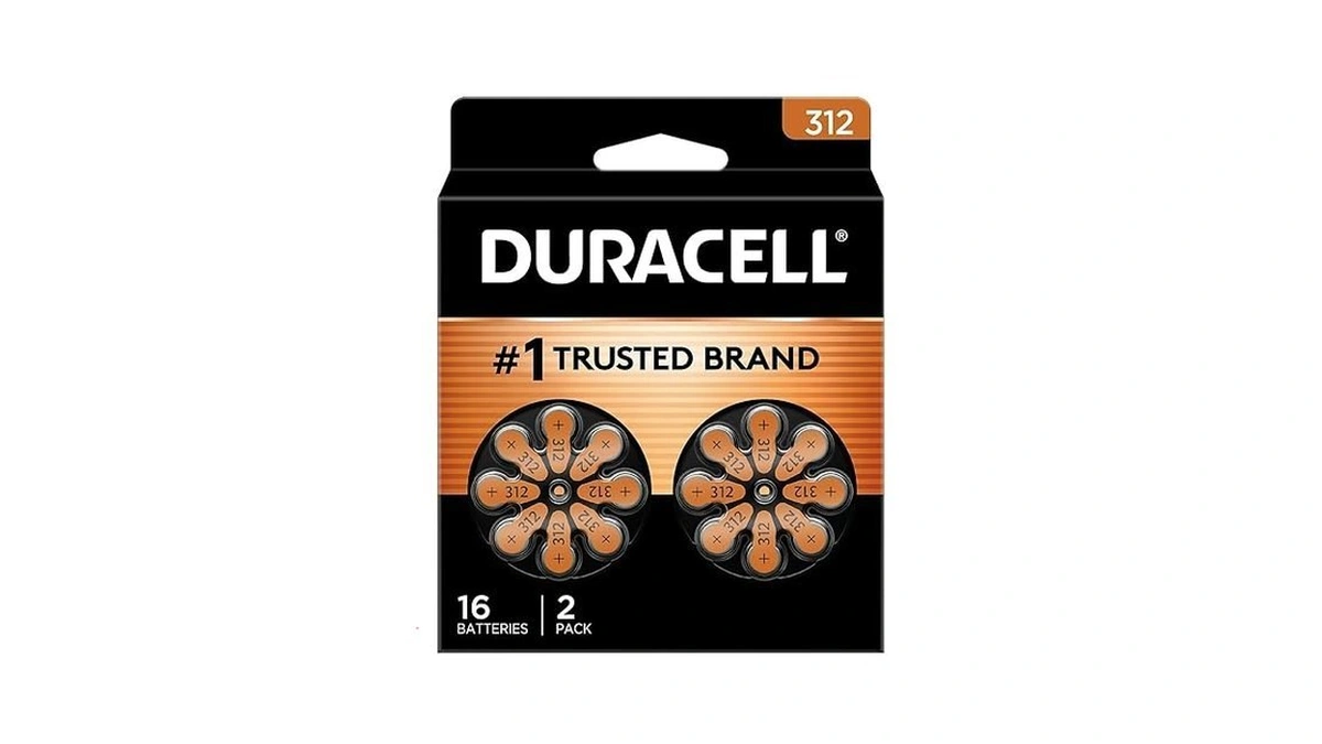 Duracell Hearing Aid Batteries Size 312, Brown, 16 Count (pack