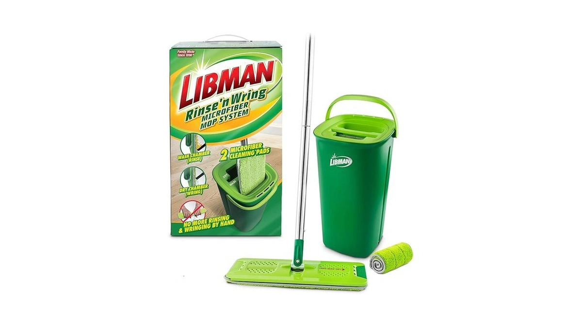 Libman Rinse 'n Wring Mop And Bucket System, Microfiber Dry