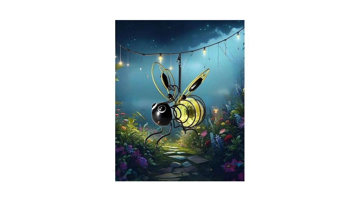 Istatue Solar-powered Hanging Bee Light - Metal Led Outside Bugs
