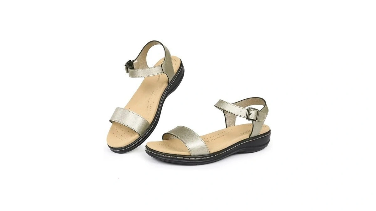Cior Leather Women Sandals With Arch Support, Comfortable Memory Foam