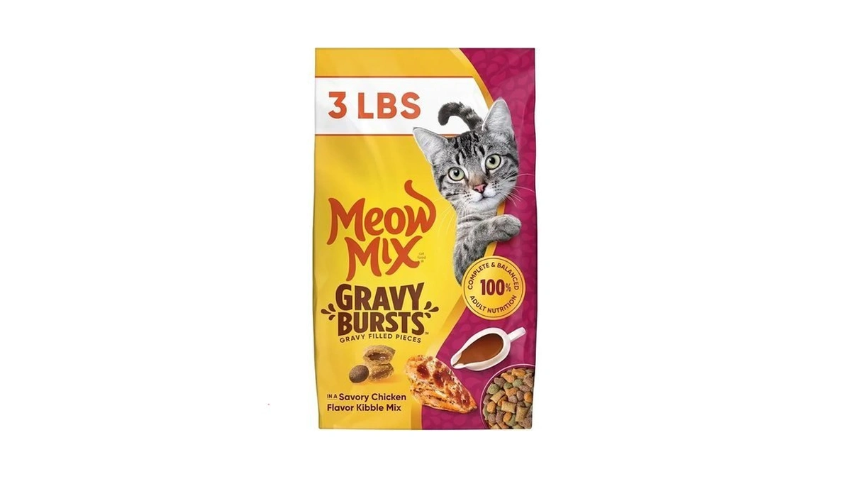 Meow Mix Gravy Bursts, Savory Chicken Flavor Mix, Gravy Filled