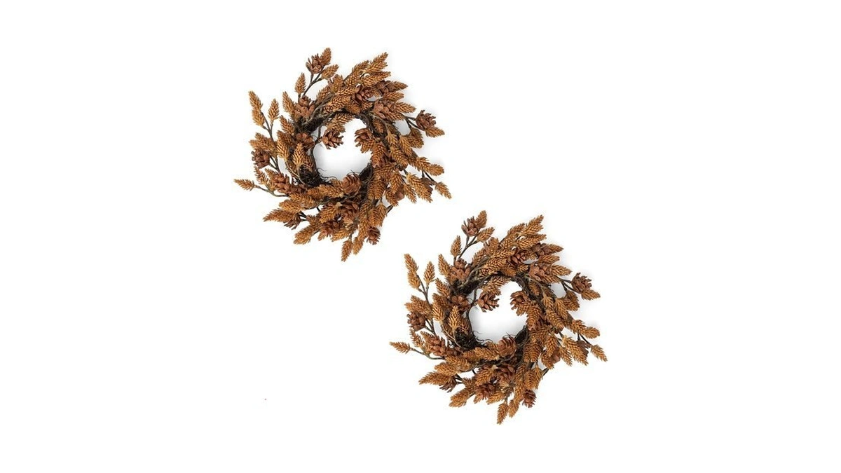Fuxdre 2 Pcs Christmas Candle Rings Wreaths, 10 Inch Candle