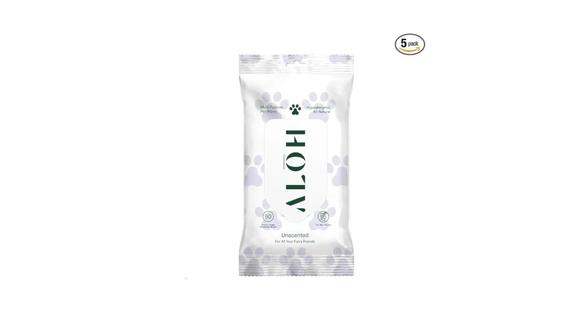 Alōh Hypoallergenic | All-natural | Multi-purpose Pet Wipes, Unscented 50ct