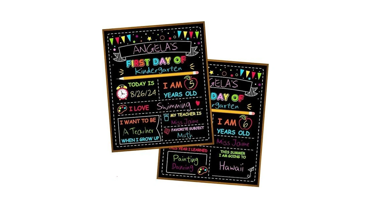 Double-sided First Day Of School Sign Board, 12 × 10
