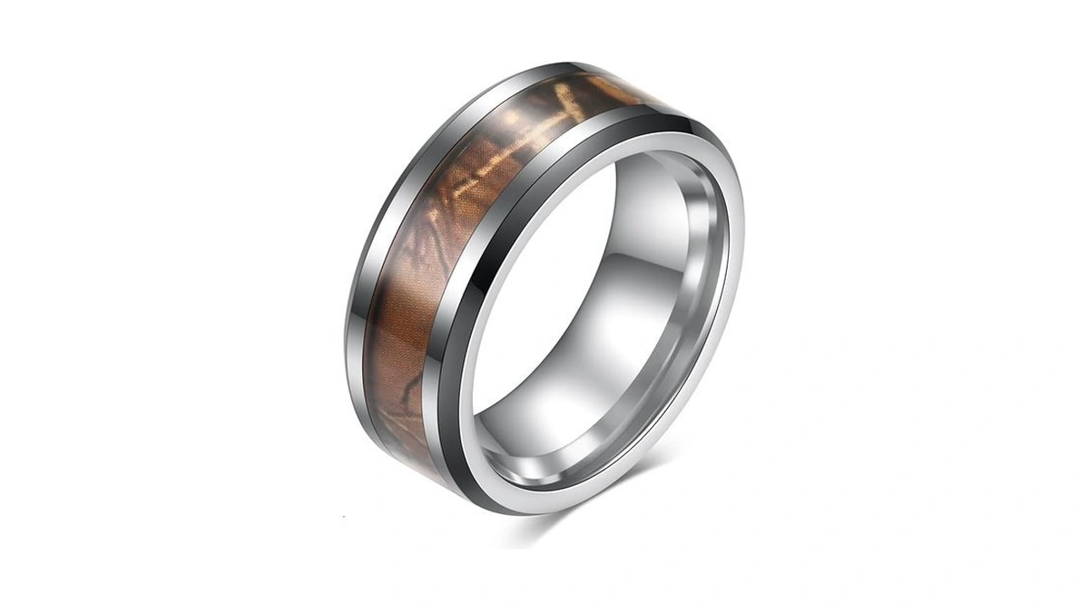 Lxbqysto 8mm Vintage Tungsten Carbide Ring Gold/silver/black With Wood Inlay