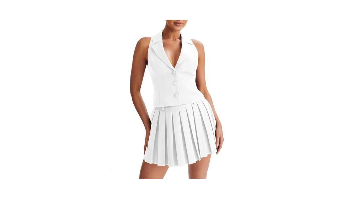 Cicy Bell Womens Summer 2 Piece Vest Sets V Neck