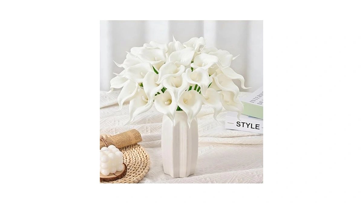 Yastouay 24 Pcs Calla Lily Artificial Flowers, Real Touch Pure