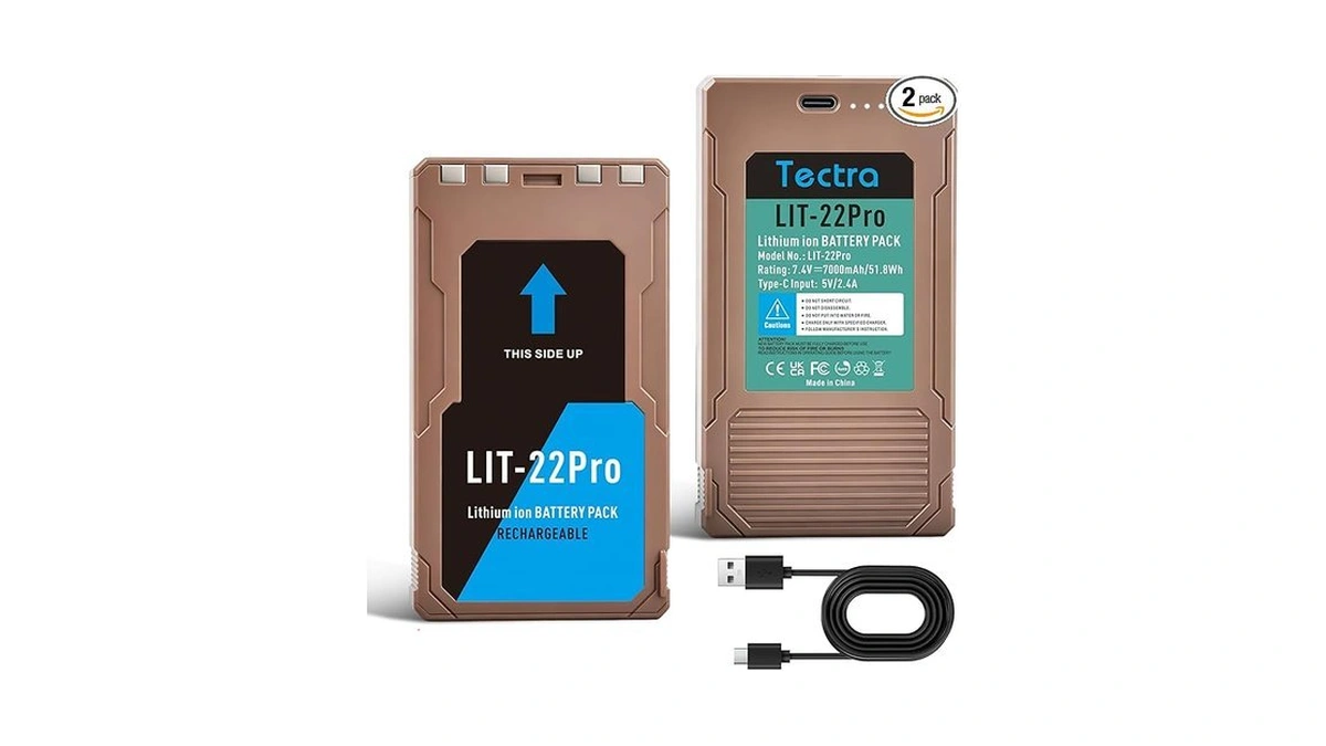Tectra 2-pack 7000mah Lit-22 Rechargeable Lithium Battery For Spypoint Flex-m,