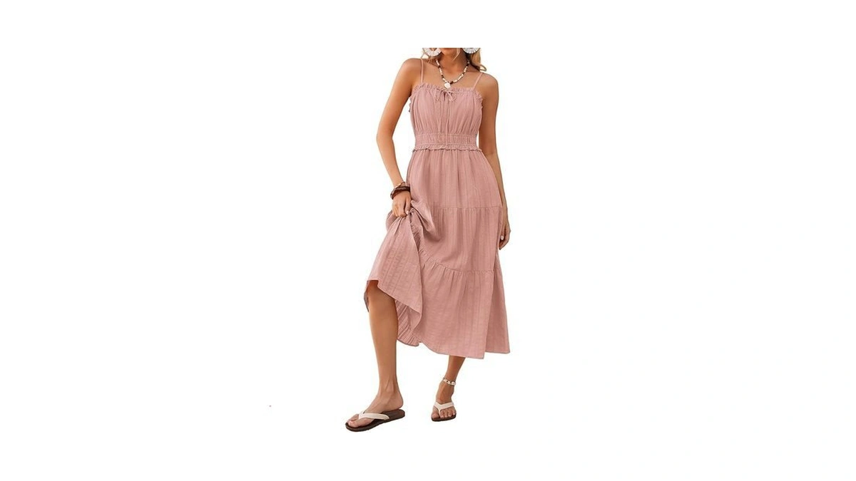 Kate Kasin Women Summer Casual Midi Dresses 2026, Spaghetti Strap