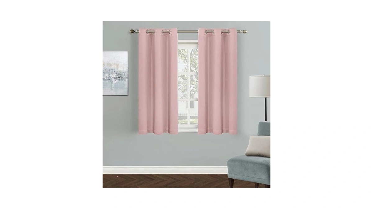 Mysky Home Light Pink Curtains For Bedroom, Grommet Room Darkening