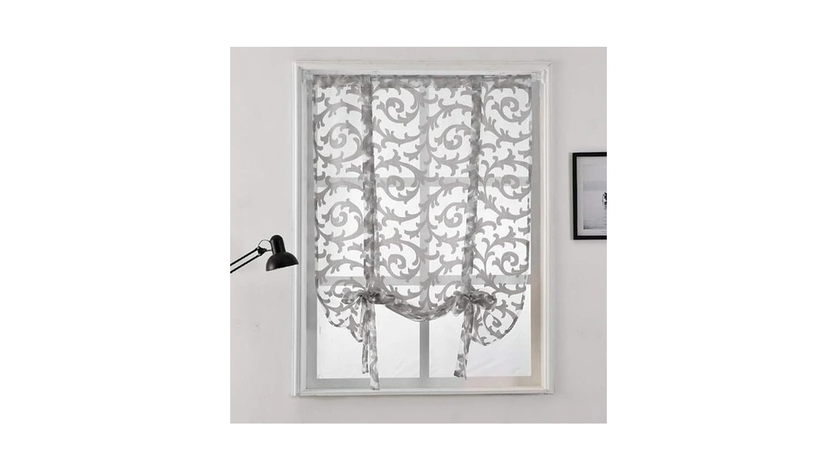 Napearl Tie Up Curtains, Jacquard Balloon Curtains For Kitchen Window,
