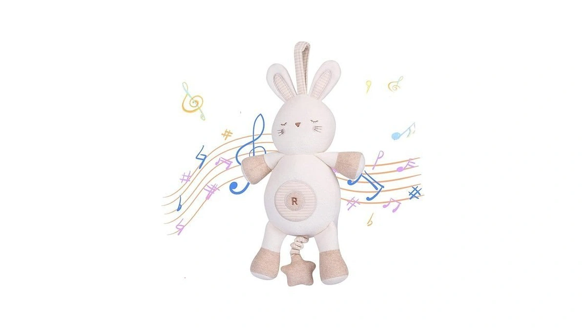 Newborn Baby Toys, Soft Cotton Stuffed Bunny Toy With Lullaby