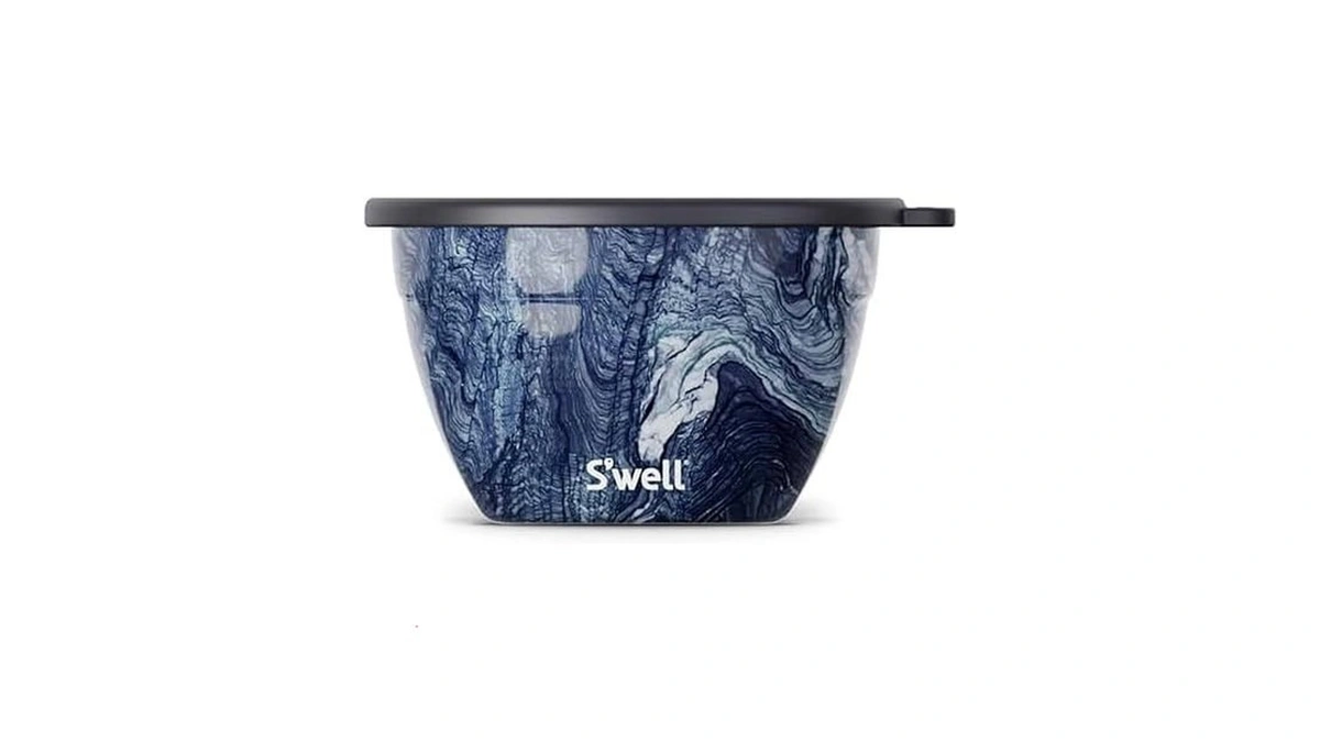 S’well Stainless Steel 64oz Salad Bowl Kit, Azurite Color, Includes
