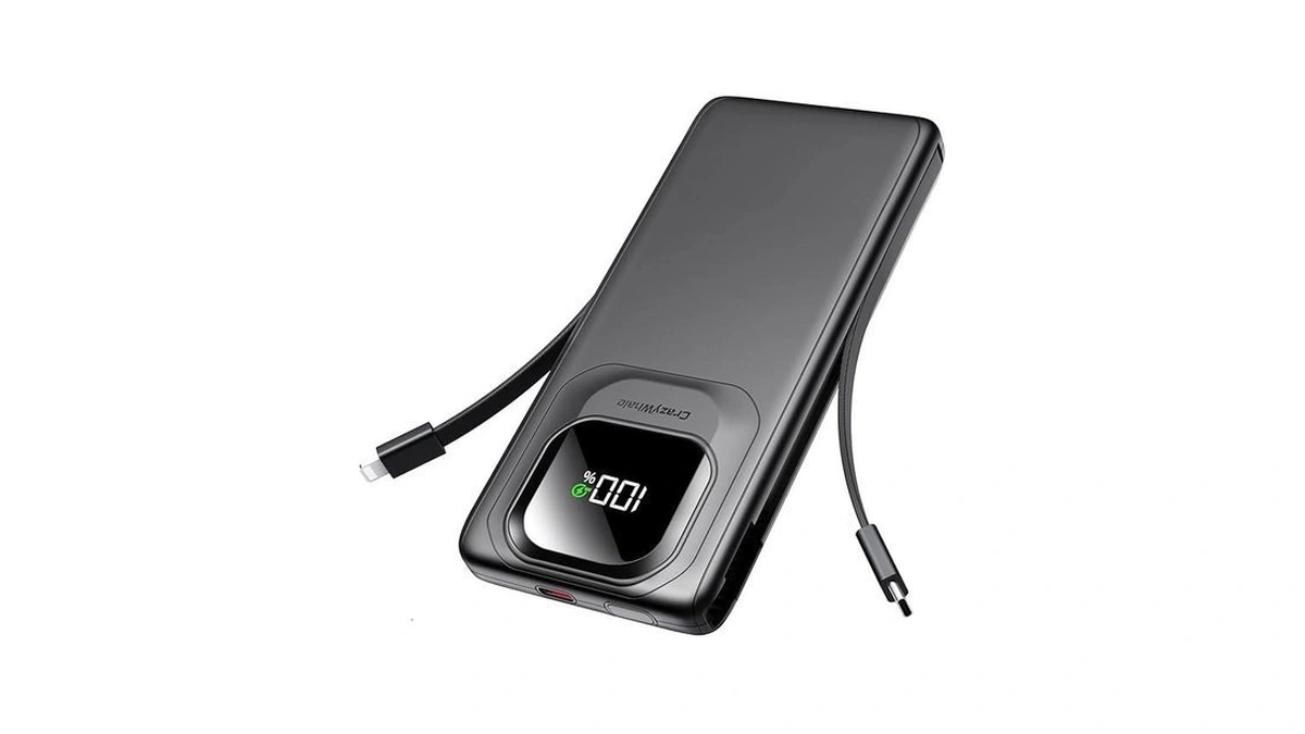 Crazywhale Portable Charger With Built-in Cables,22.5w Super Fast Charging Power