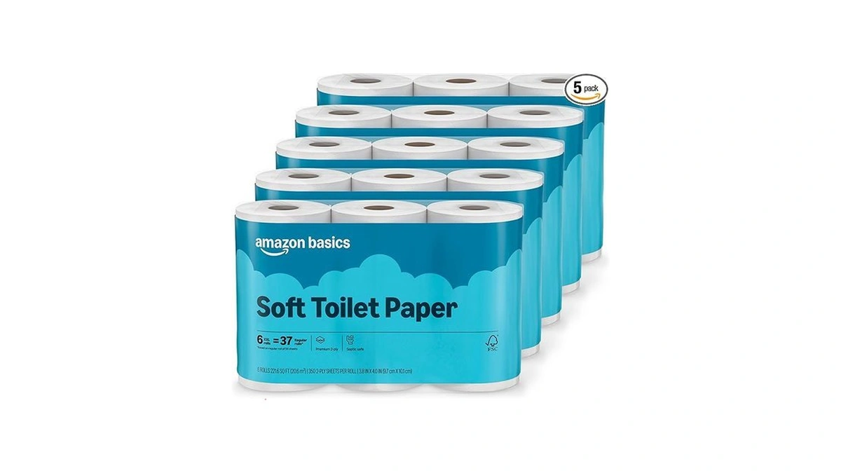 Amazon Basics 2-ply Soft Toilet Paper, 30 Rolls (5 Packs