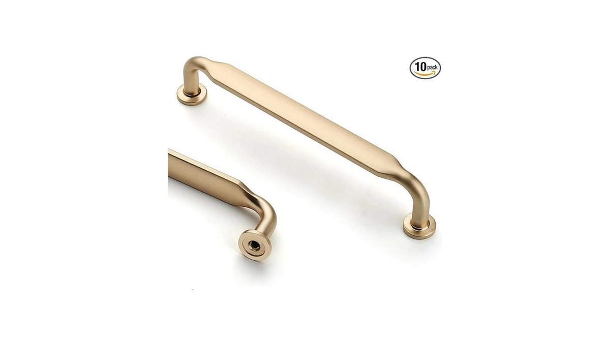 Asidrama 10 Pack 5 Inch(128mm) Brushed Brass Kitchen Cabinet Handles,