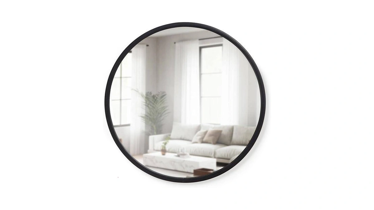 Umbra Hub Round Wall Mirror With Rubber Frame, Modern Style