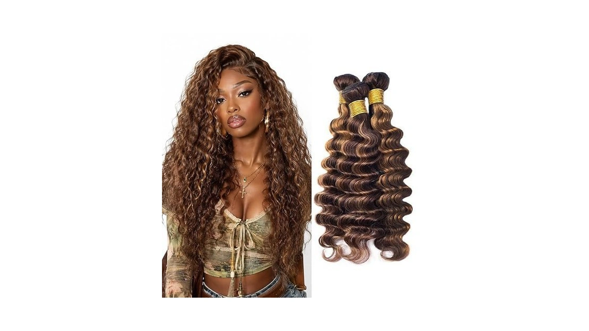 P4/30 Ombre Brown Highlight Deep Wave Human Hair Bundles 10