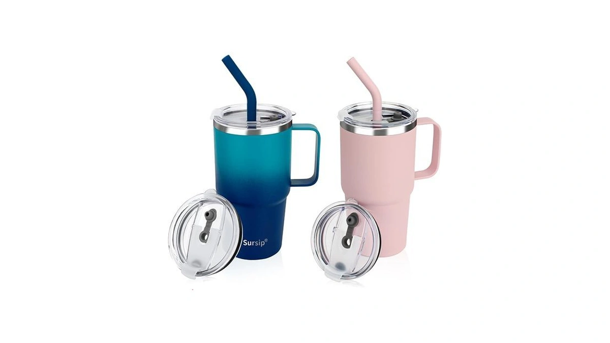 Sursip Insulated Coffee Mug With Handle And Lid, 24 Oz