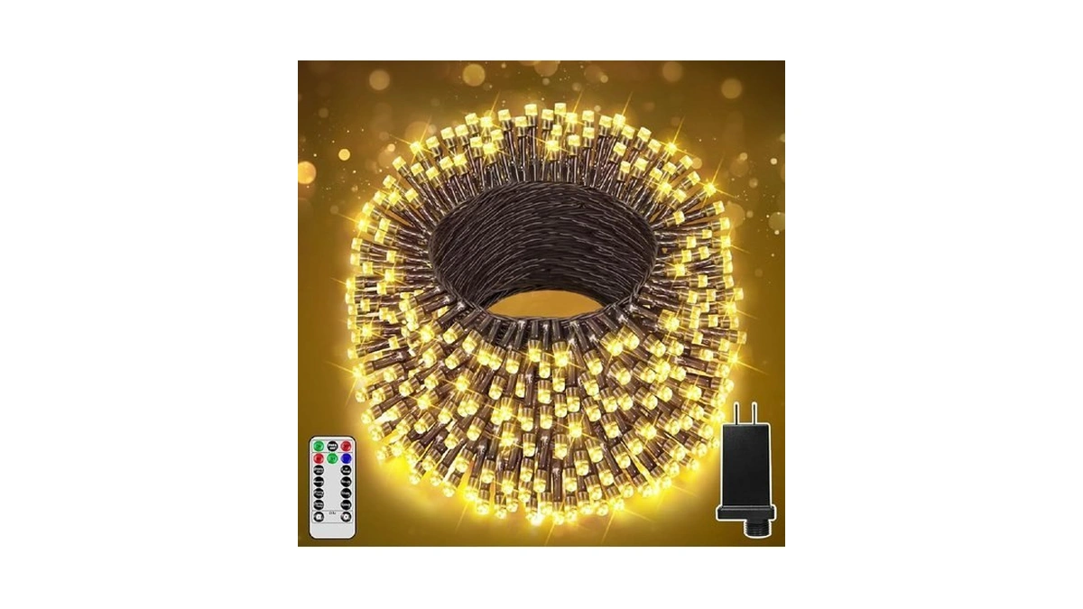 Ccinny 197ft 600 Led Christmas Lights Outdoor, Warm White Christmas