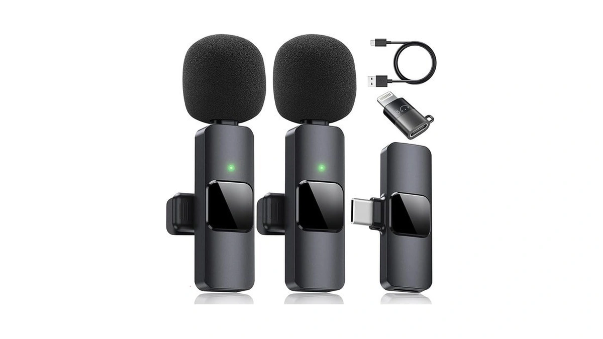 Dual Wireless Lavalier Microphone For Iphone, Ipad - Perfect For