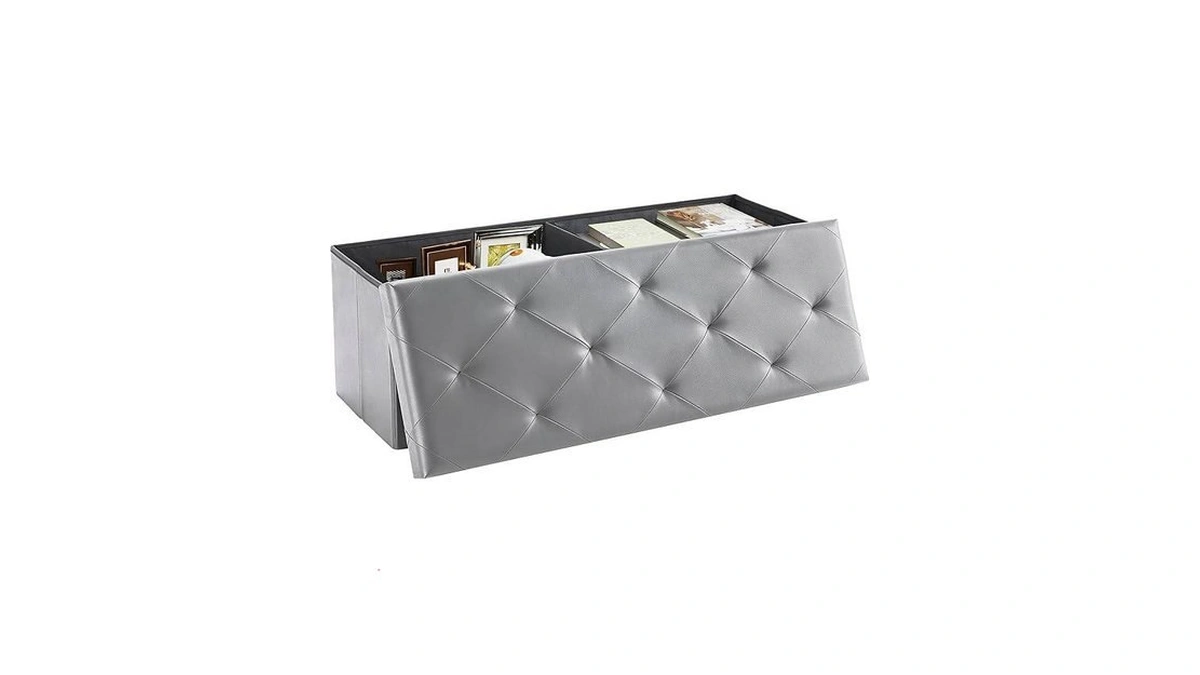 Dumos 43 Inch Folding Storage Ottoman Bench, Large Storage Chest