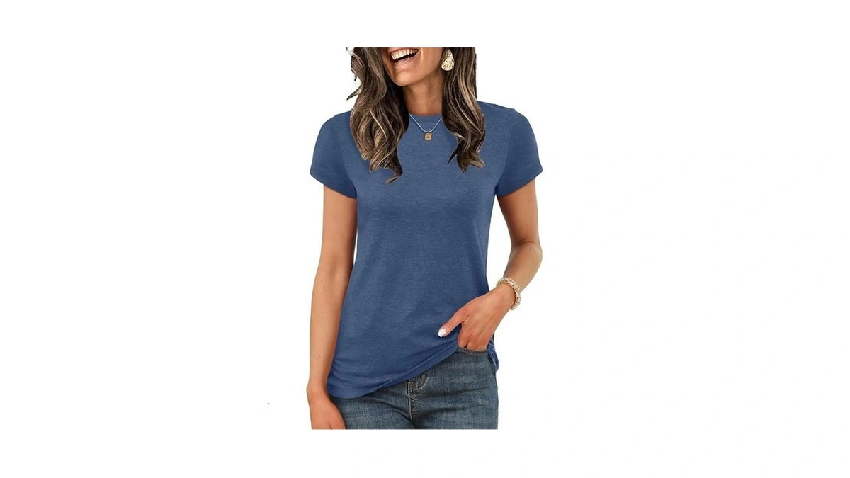Unclecat Womens Short Sleeve Tops Summer Basic T Shirts Crewneck