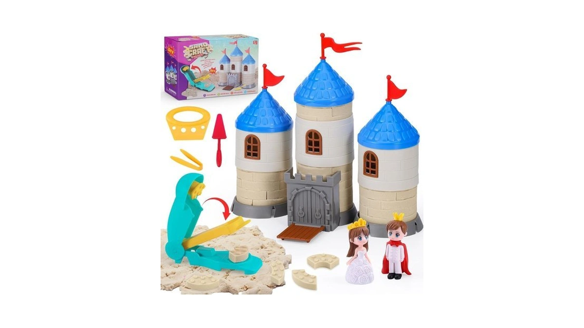 Crelloci Castle Building Play Sand Toys, Castle Mold 1.7lbs Magic