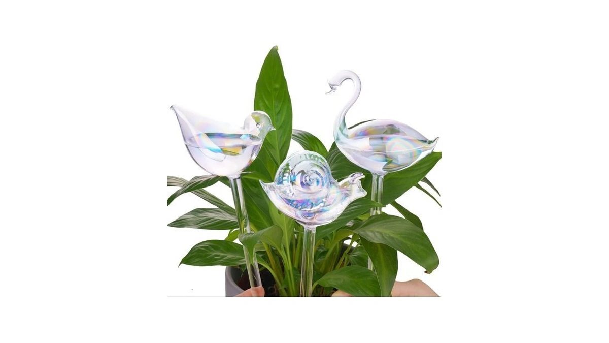 Nihome Glass Plant Self Watering Bulbs 3-pack Iridescent Pearl Home