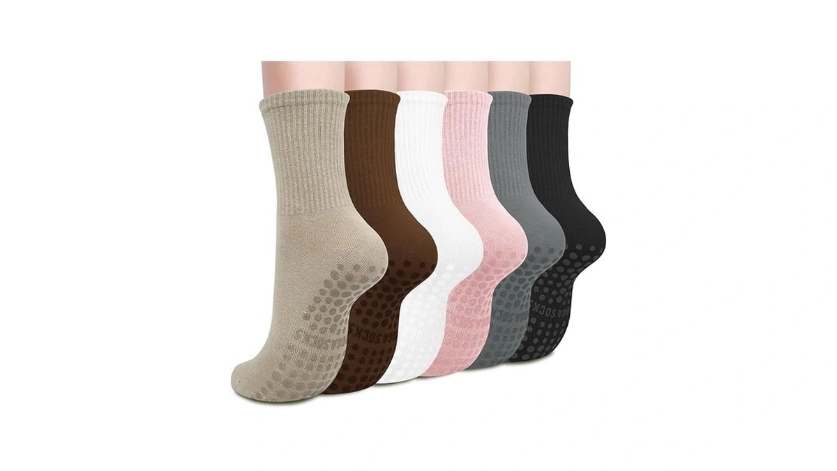 Justay 6 Pairs Pilates Socks With Grips For Women Soft