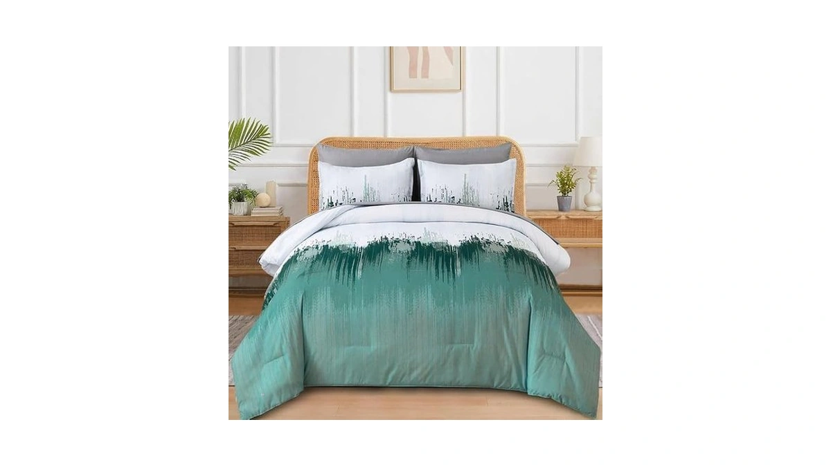 Wongs Bedding Comforter Set King, Aqua 7 Pieces Bed In