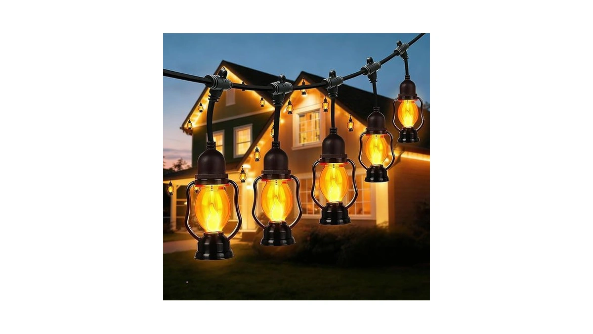 Zeiliuled Flame Outdoor String Lights, 21ft Patio Lights With 10