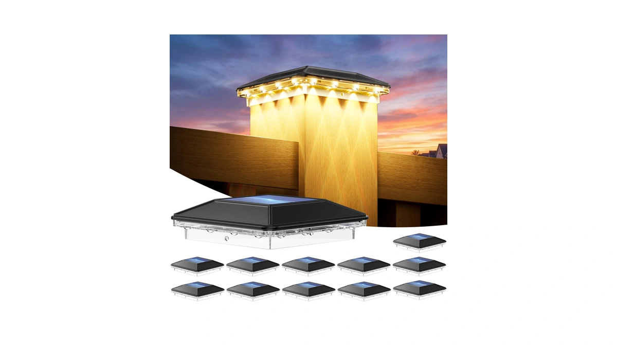 Ensli 12 Pack 4x4 Solar Post Cap Lights Outdoor, 3