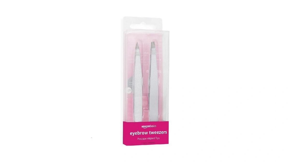 Amazon Basics Precision Eyebrow Tweezers For Fine Hair Removal, Stainless