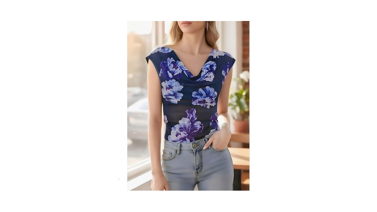 Gert Corel Women's Cowl Neck Sleeveless Top 2026 Sleeveless Ruched