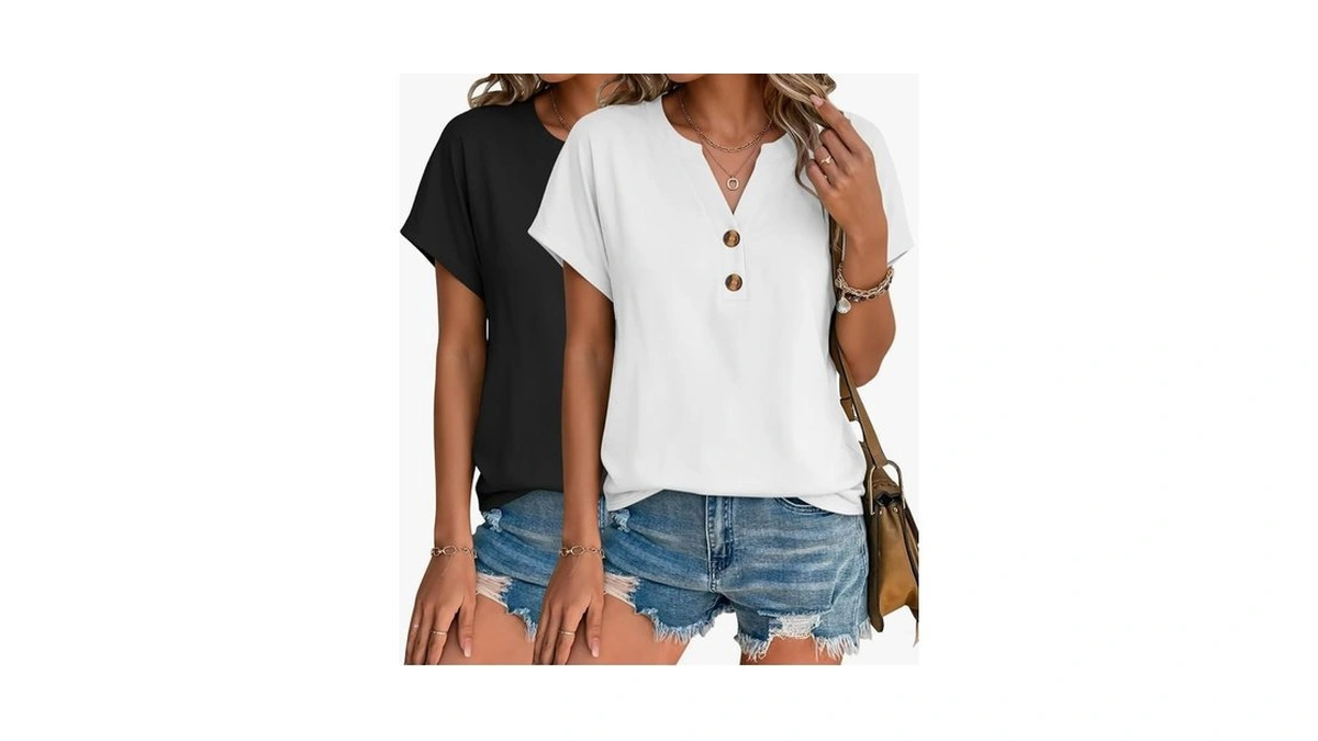 Innovatop 2 Pack Womens T Shirts V Neck Short Sleeve
