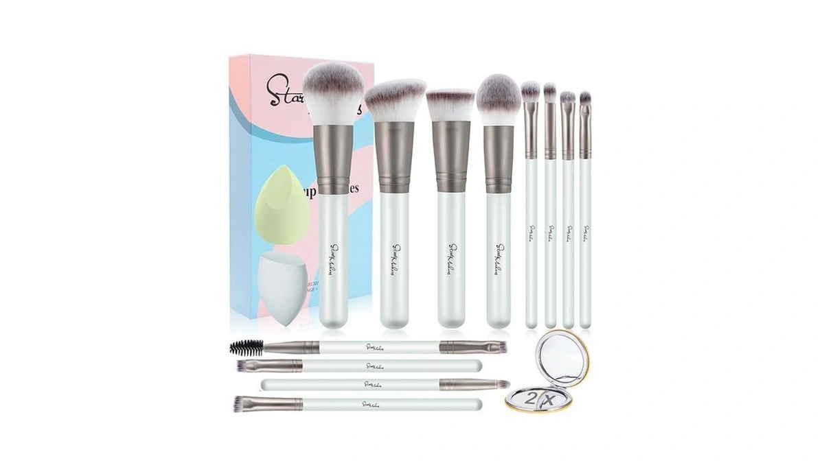 Start Makers 15pcs Professional Makeup Brushes Set, Premium Synthetic Foundation