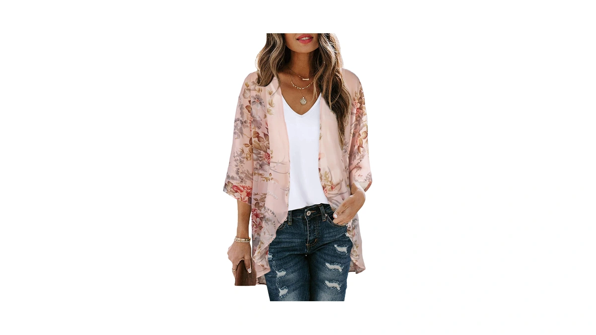 Womens Kimono Cardigans Floral Tops Sheer Beach Cover Ups Chiffon