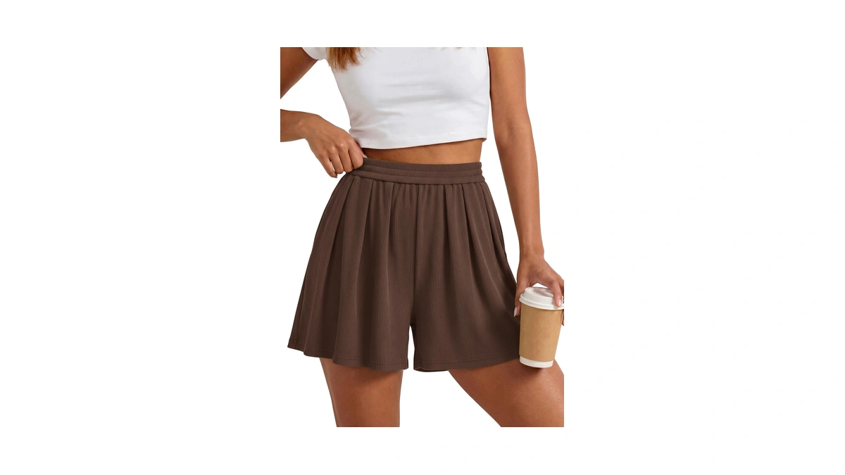 Prettygarden Womens Boxer Shorts Elastic High Waist Pleated Ruffle Workout