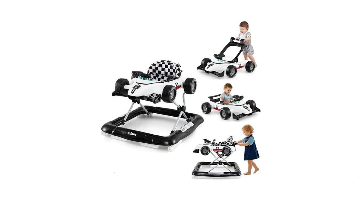 Infans 4 In 1 Baby Walker, Foldable Toddler Activity Center