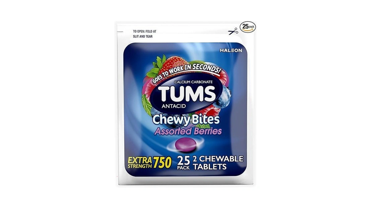 Tums Chewy Bites Chewable Antacid Tablets For Heartburn Relief, Assorted