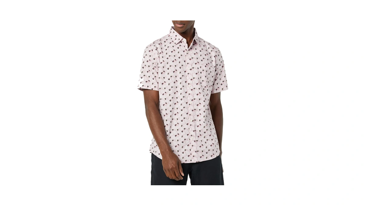 Amazon Essentials Men's Short-sleeve Regular-fit Stretch Poplin Shirt Shirt, -lavender,